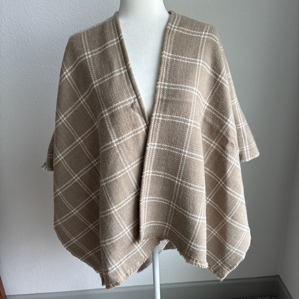 Lauren Ralph Lauren Black Label Herringbone Check Equestrian Wrap Cape Poncho